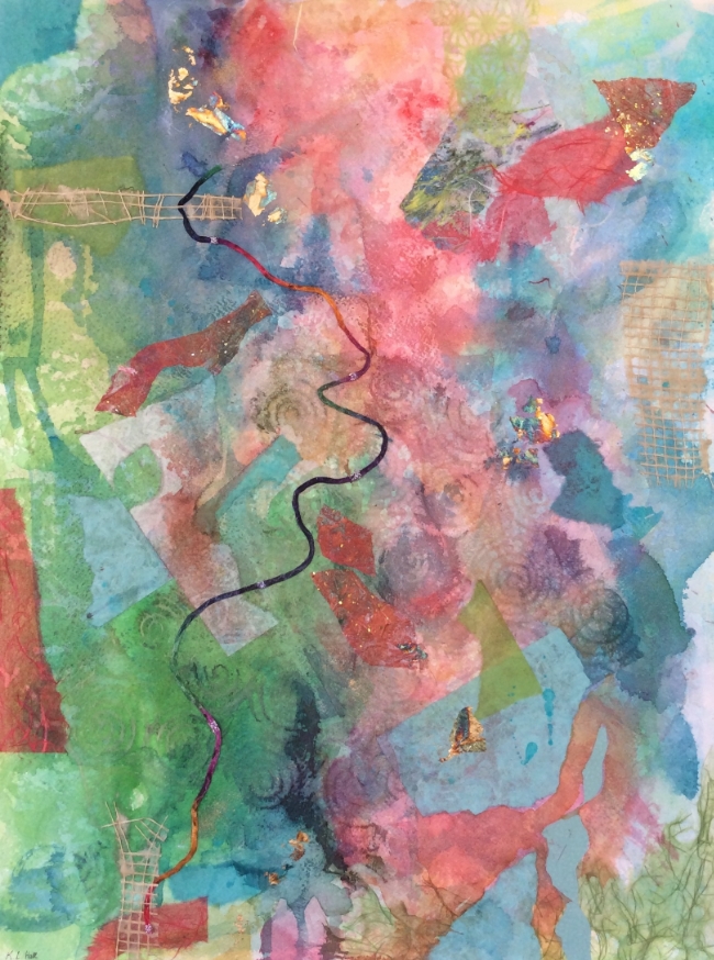 "Snake and Ladders" Mixed media, 24 x 18"