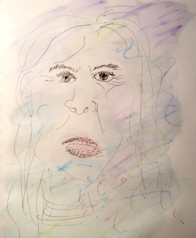 "Deadline Doodle" Art journal, ink and watercolour pencils