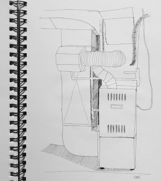 "Furnace". Art journal, ink