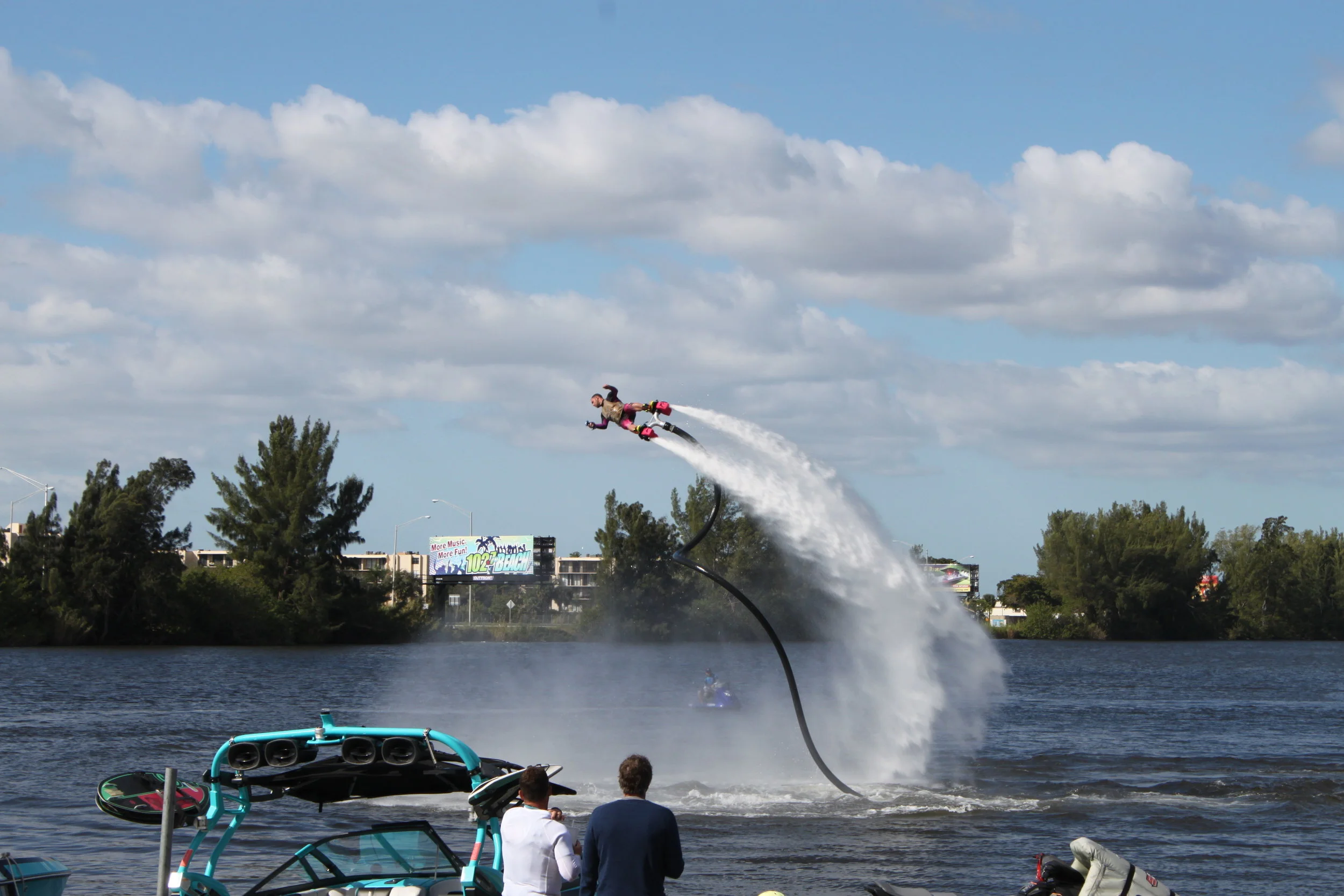 A photo from the first "open" competition featuring all boards and jetpacks, in Pompano Beach, Florida