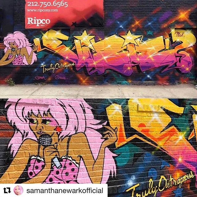 #Repost @samanthanewarkofficial with @repostapp
・・・
💗Shout out to @eiziv for this incredible JEM Street Art 🌟Location is right next door to Blue Bottle Coffee ☕️ in Brooklyn NY 
279 Mckibbin is the address of you wanna go check it out!! 🌟#popcultu