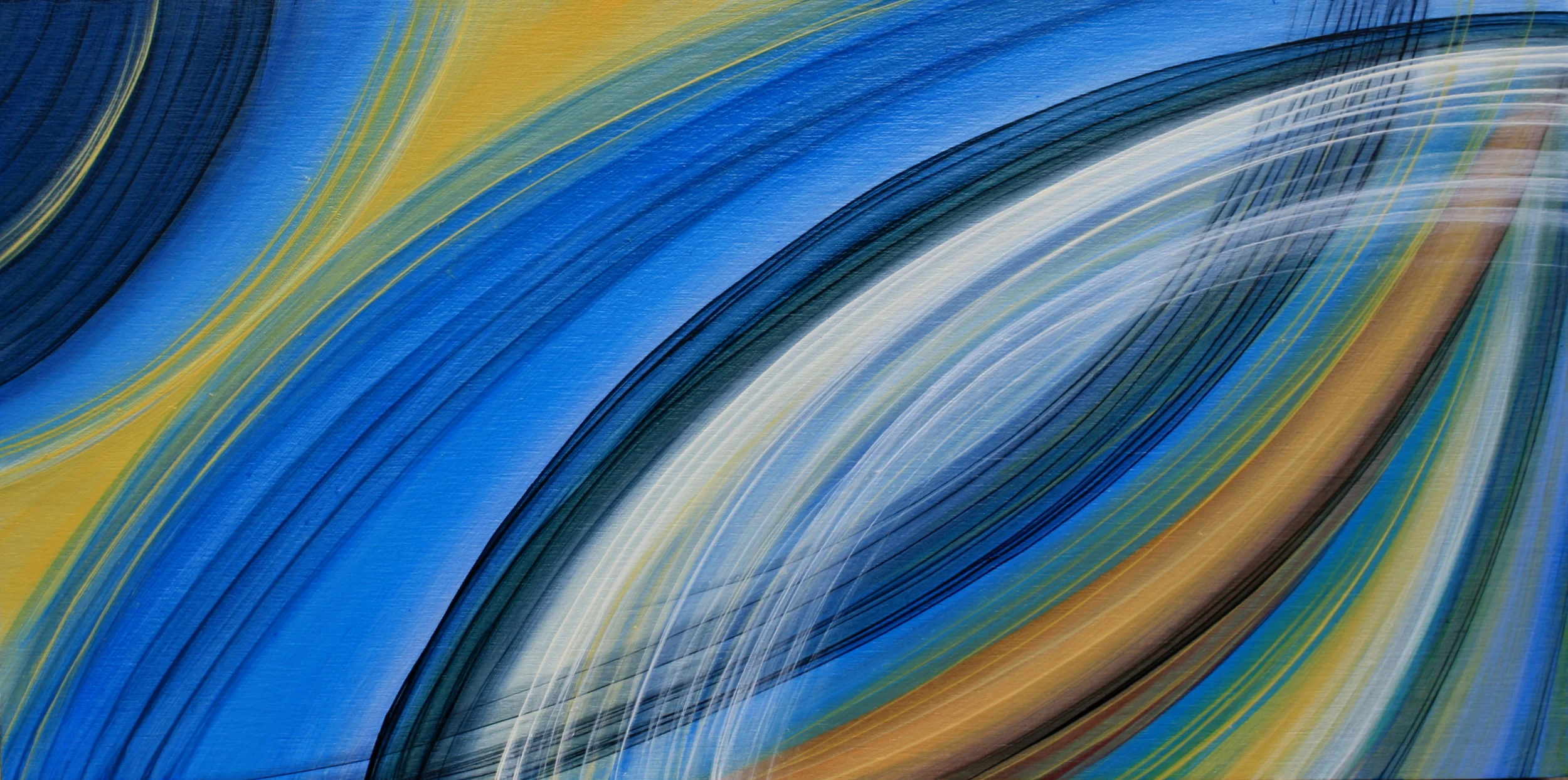 Yellow on Blue. Oil on Hardboard 10"x 20", 2015