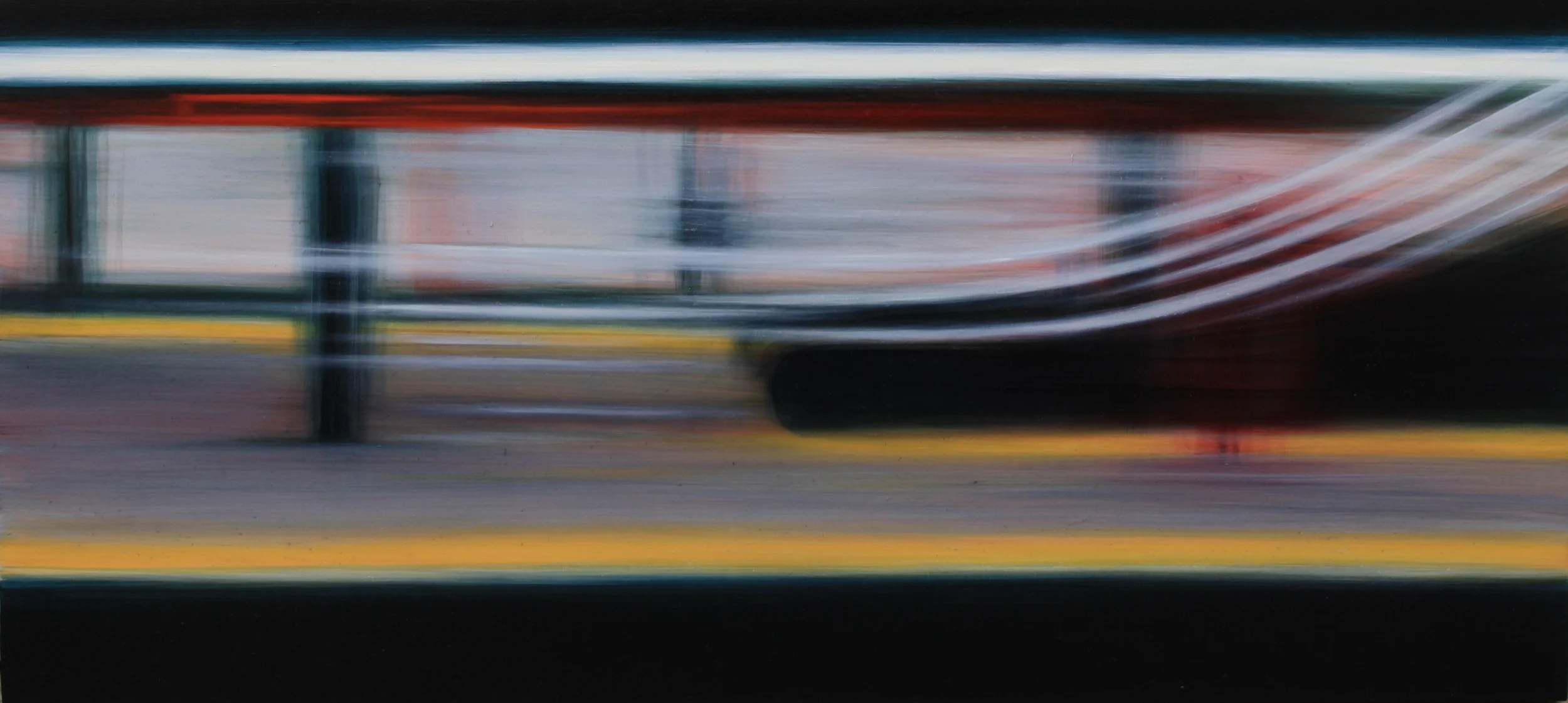 Escalator #2 (Part 1). Oil on Hardboard 12"x 24", 2015