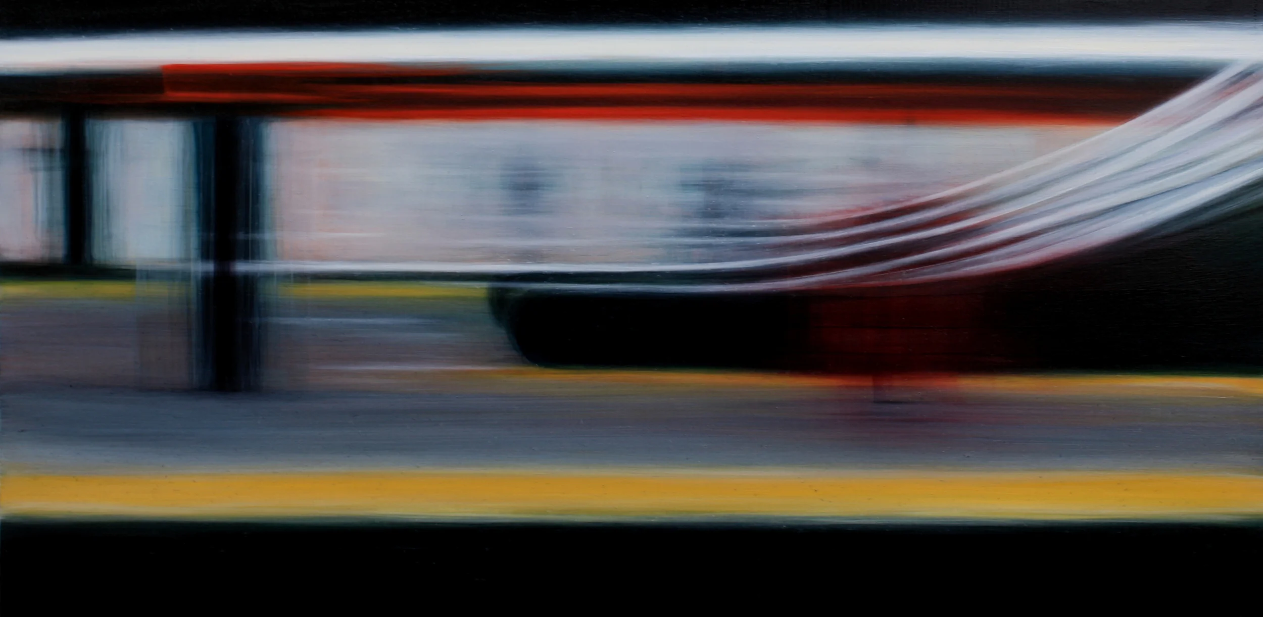 Escalator #2 (Part 2). Oil on Hardboard 12"x 24", 2015