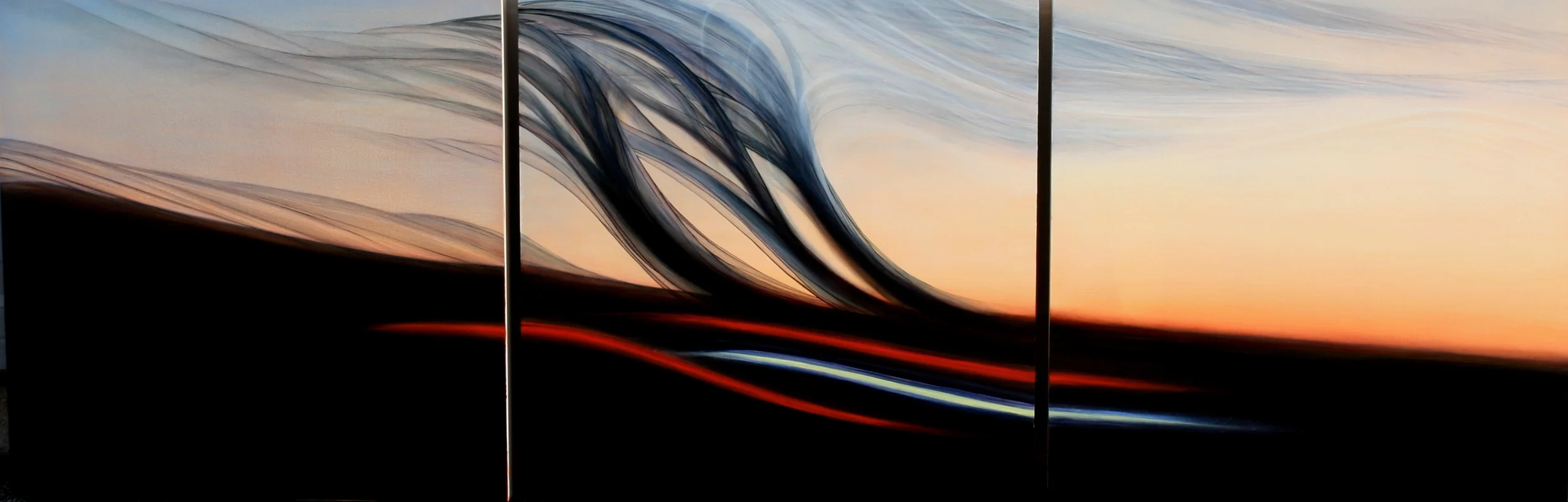 Truck #7 Narrative (Departed). Oil on Hardboard 20"x 20" (three parts), 2015