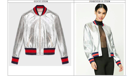 Gucci (left) claims Forever 21's designs (right) are similar to its own, leading to a trademark dispute in the California judicial system.