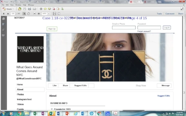That's right, Chanel again: What Goes Around Comes Around Facebook post. Image credit: What Goes Around Comes Around Facebook
