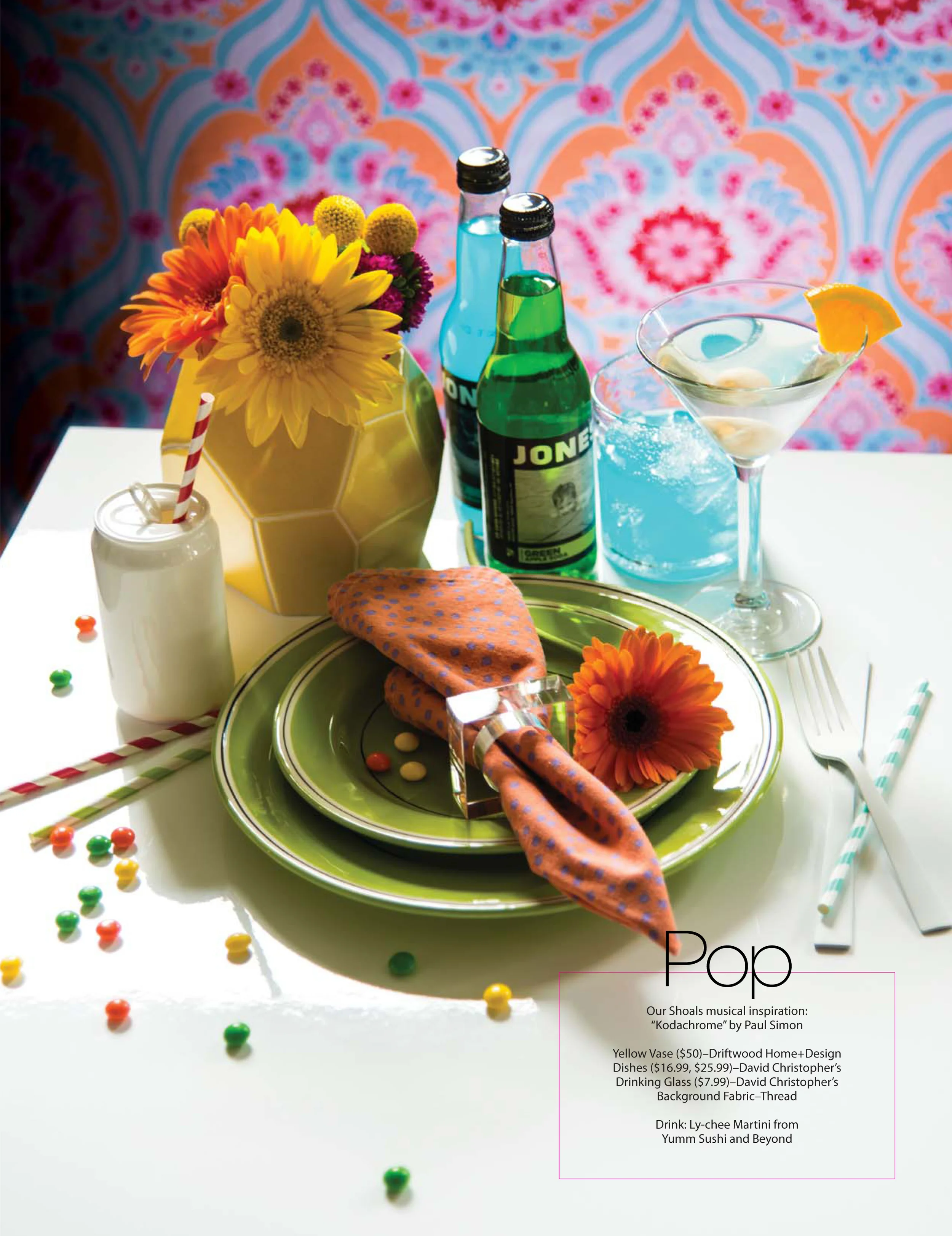 No’Ala magazine: Retail shopping guide featuring table settings themed to music genres