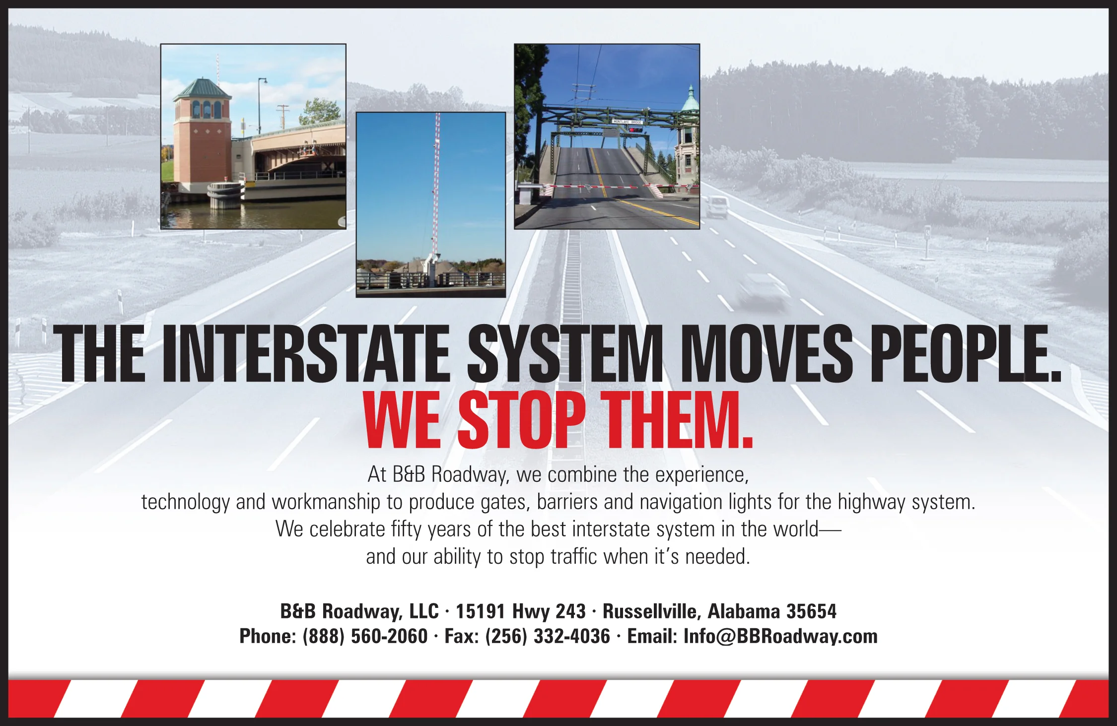 Magazine ad for B&B Roadway, makers of roadway barriers