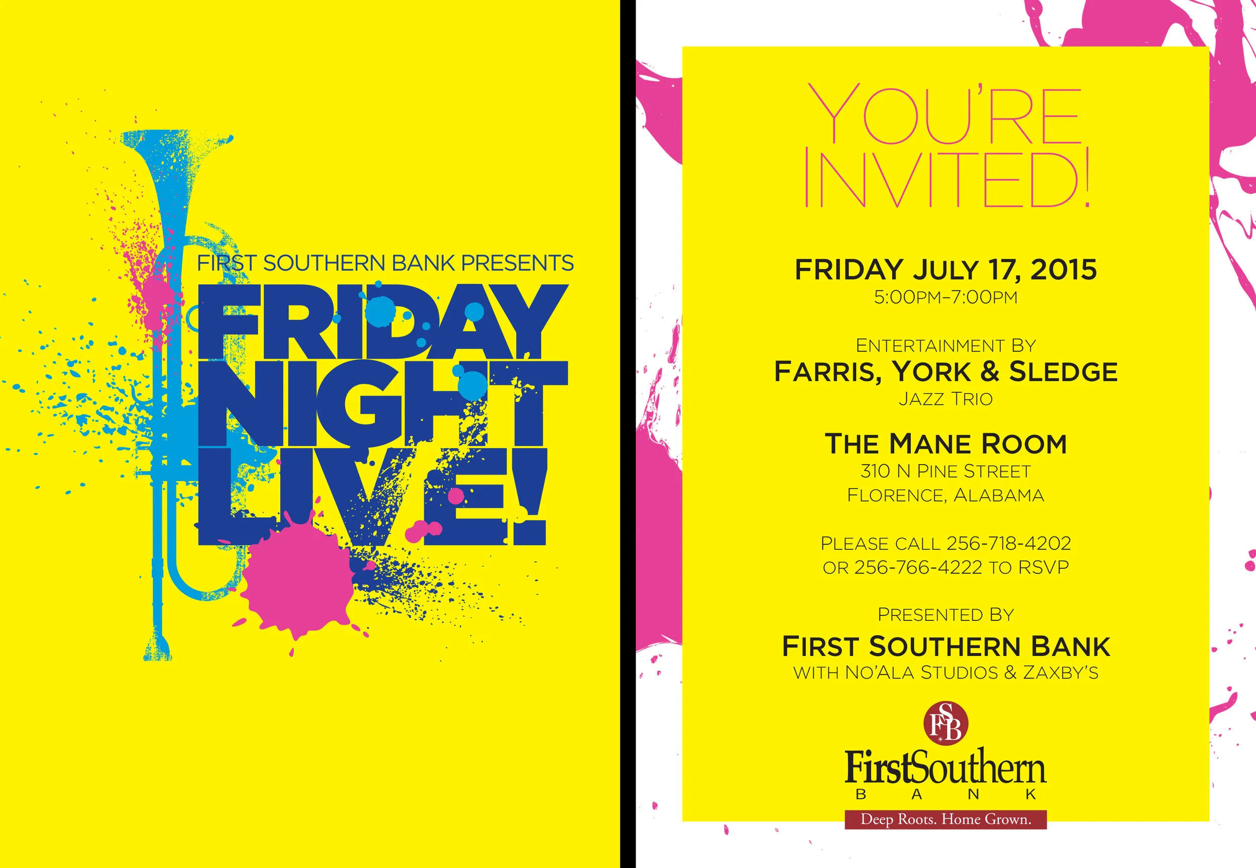Invitation for First Southern Bank's Annual Music Event