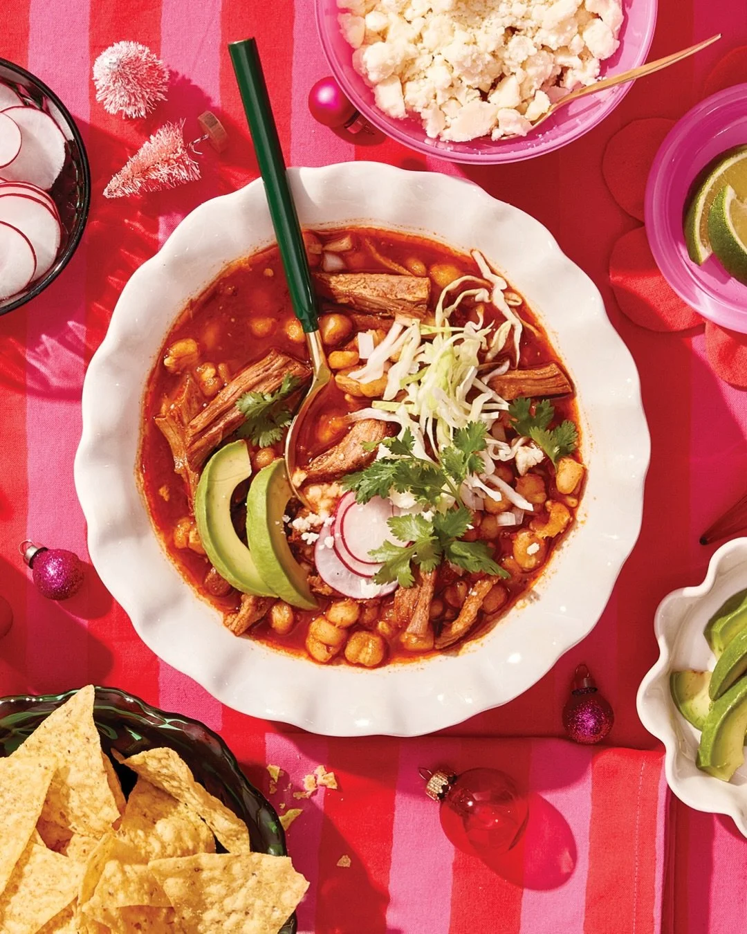 Who says Christmas dinner has to be boring? Oooh the Pozole Rojo&hellip;&hellip; Make this bright bold Mexican feast and bring some new flavours to your kitchen! Recipes by @cbraganz for @chatelainemag in the holiday issue on stands now. Produced by 
