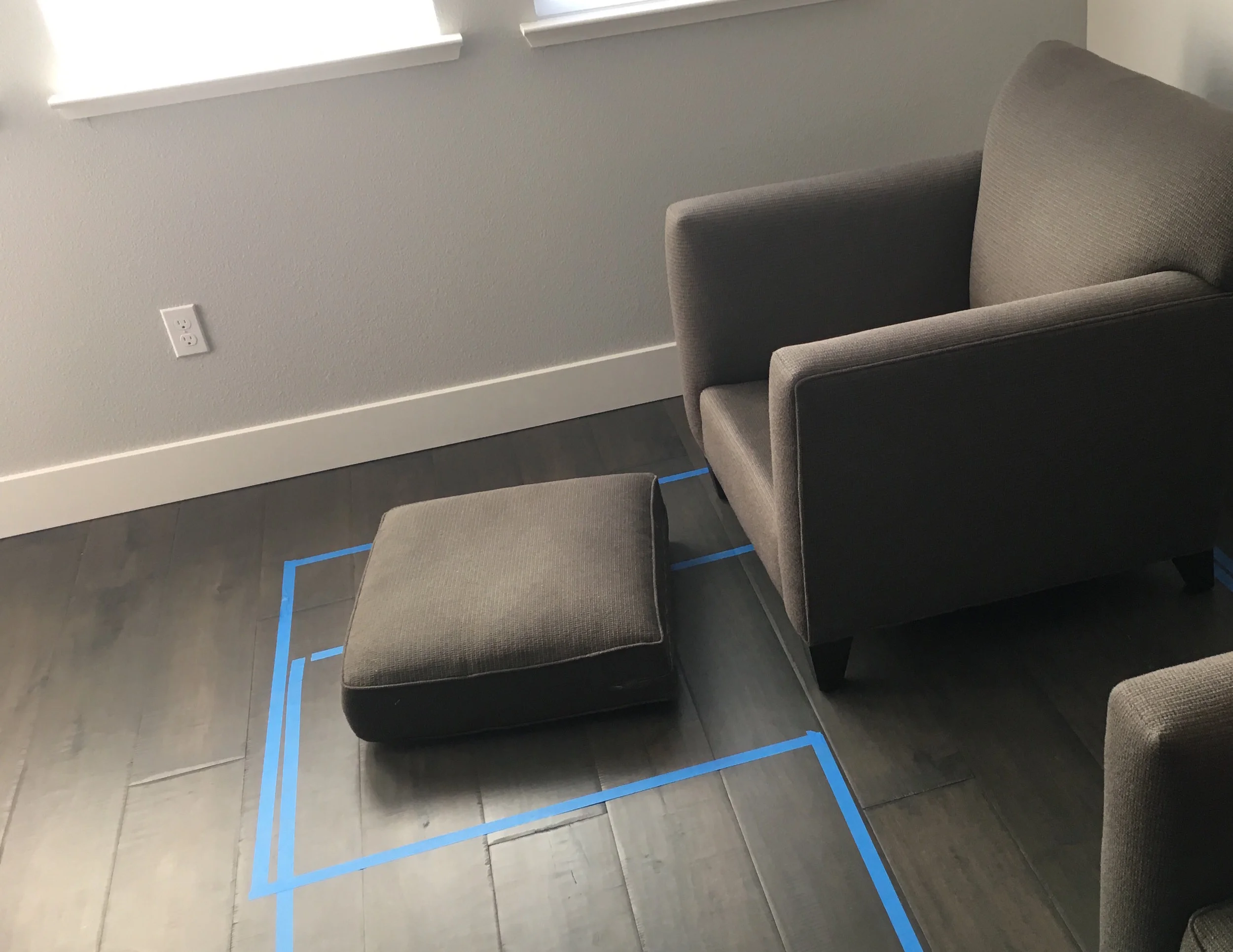 Trying out two different sizes and a make-shift chaise lounge.