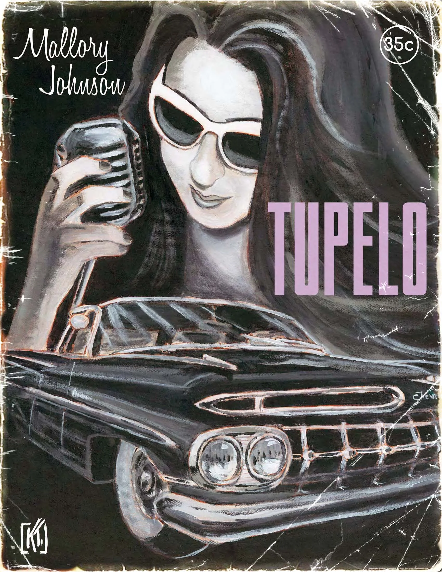Here is the the lovely illustration for "Tupelo" by Kevin Tobin. Kevin painted 1950's pulp fiction-themed portraits for each song on my new record !! 