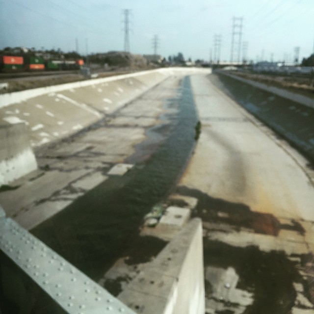 It doesn't look like much but the LA river has water in it in May with rain on the way!! #drought