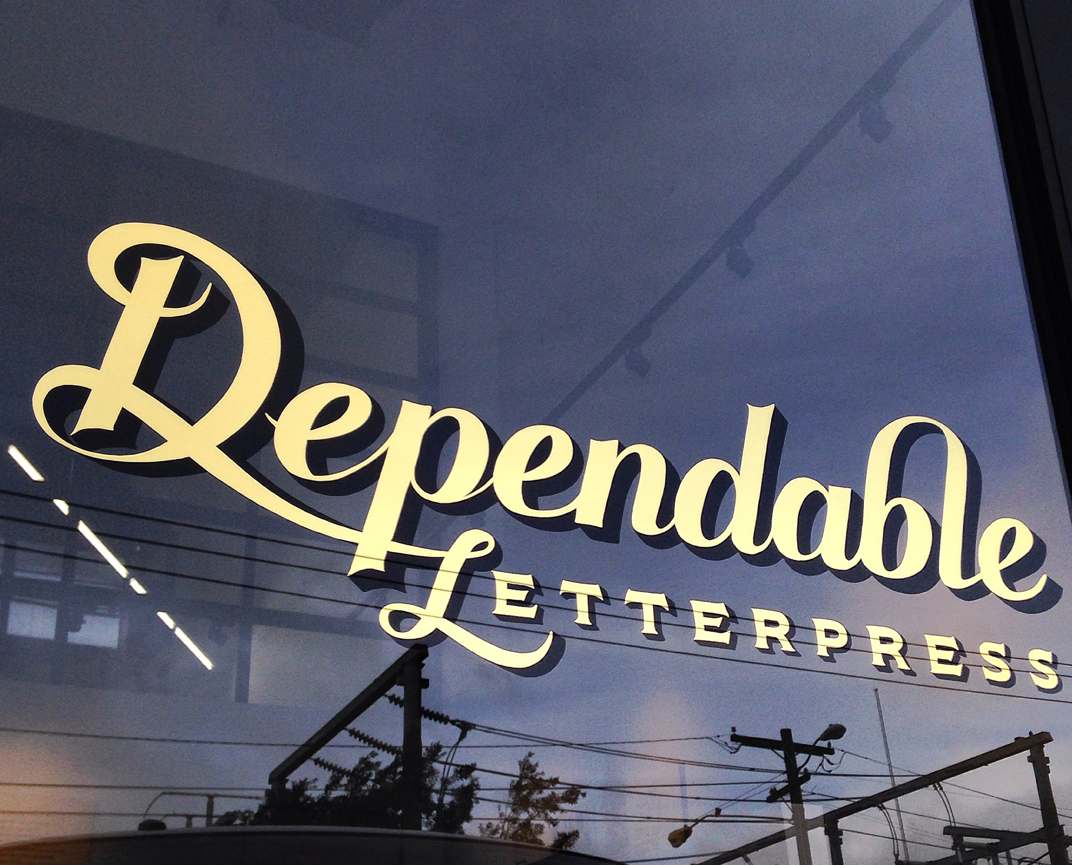  Gilded 23K gold leaf sign for the new Dependable Letterpress studio and gallery in San Francisco.&nbsp; 