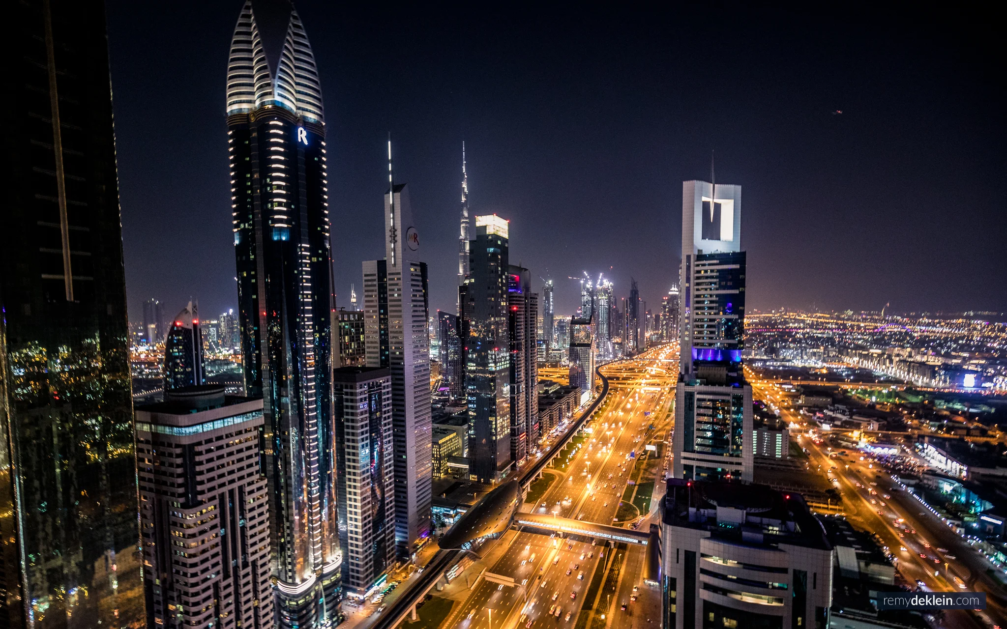 Dubai Level43 at Night at Sheikh Zayed Road