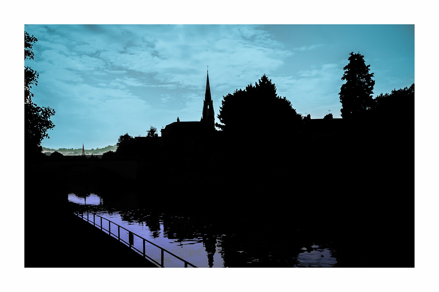 The River Avon at Bath Colour Silhouette.