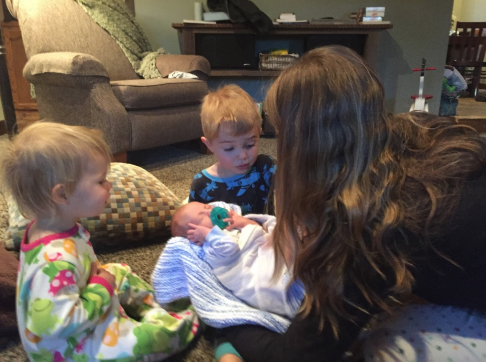 Introducing Charlie to his big brother & sister.