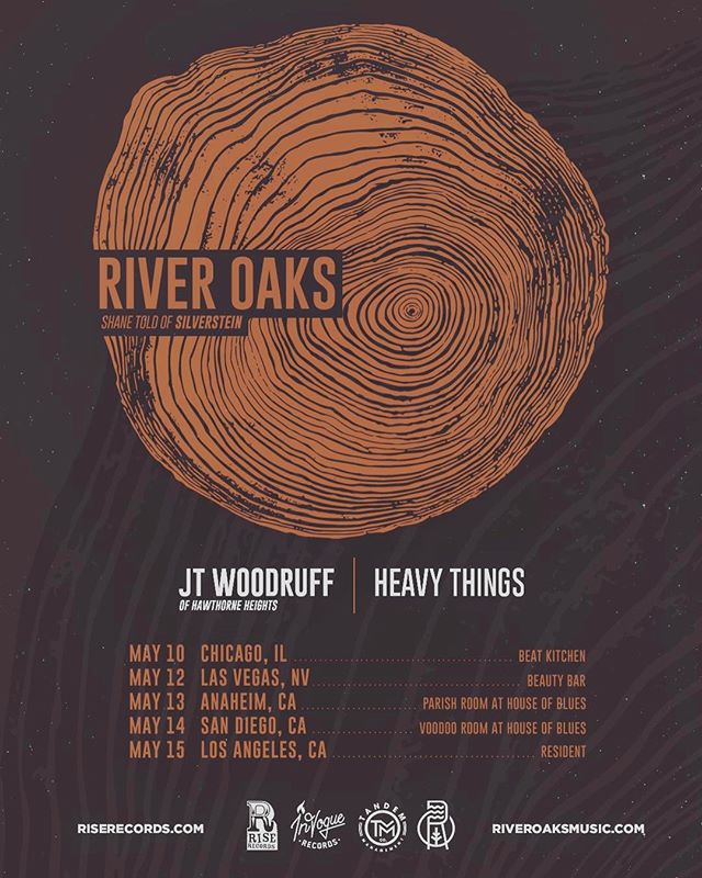 Shows are coming up!  Only $13!  Get tickets now riveroaksmusic.com !  Chicago / Las Vegas / Anaheim / San Diego / Los Angeles // JT from @hawthornehgts is opening! #riveroaksmusic #shanetold #hawthorneheights #heavythings