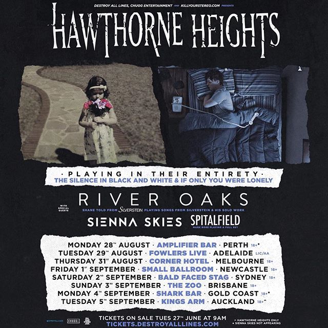 Australia!  I'm bringing River Oaks for the first time ever opening for @hawthornehgts !  Tickets on sale on Tuesday!  #hawthorneheights #riveroaksmusic #shanetold