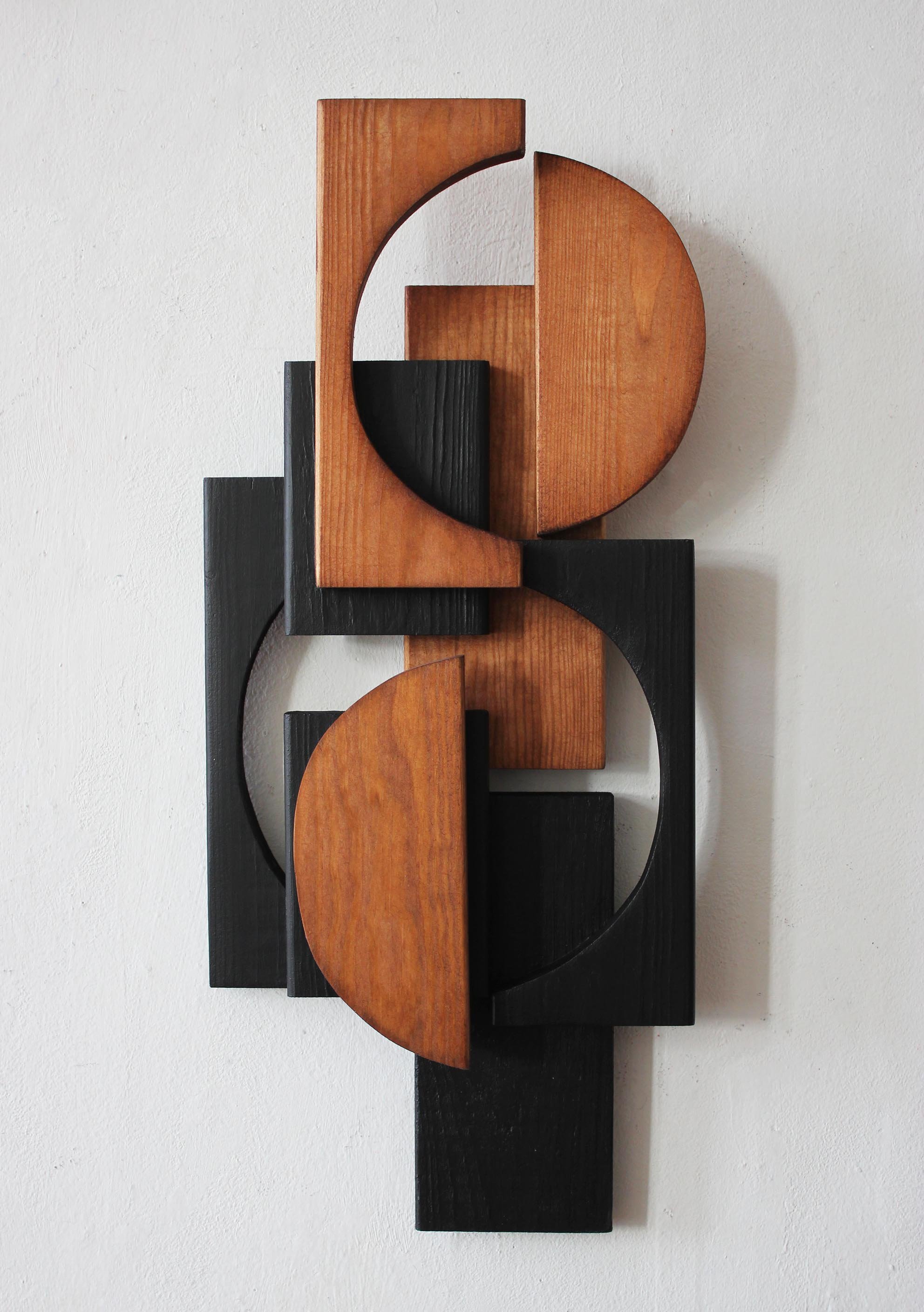  Stained and waxed / painted wood wall sculpture 2021 