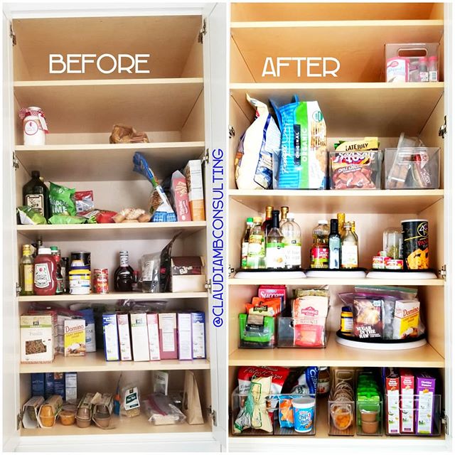 Its the little things 😍 #TransformationTuesday  #SeeEverythingEatEverything Don't let small everyday annoyances get in the way of living an #organized life. Get started one #cabinet at a time! Its amazing what a few #turntables and #clearstoragebins