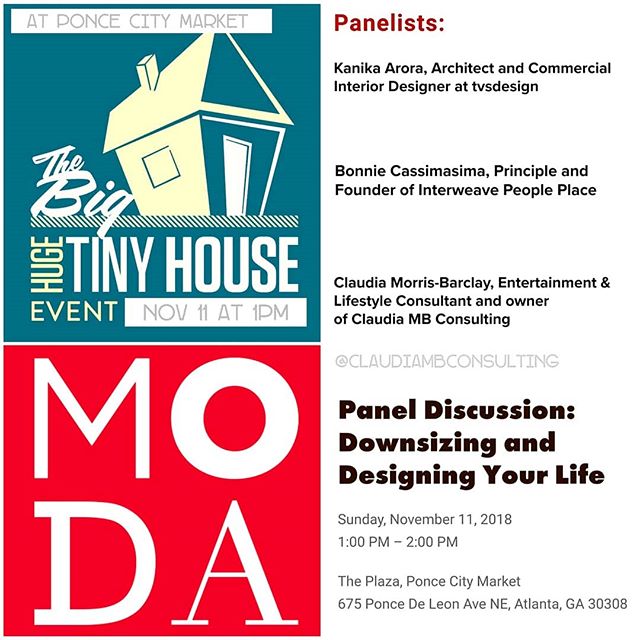 TODAY'S THE DAY &amp;YOU'RE INVITED! : See you at 1pm at #TheBigHugeTinyHouseEvent at @poncecitymarket FREE TO THE PUBLIC with RSVP @modatl @microlifeinstitute @tinyhouseatl @claudiambconsulting #DownsizingandDesigningYourLife #tinyhousemovement
.
.
