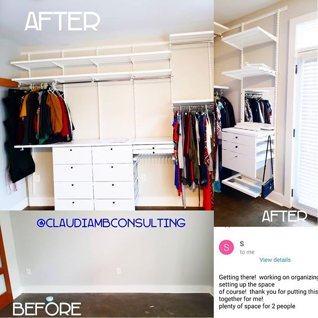 #workinprogress 😍 This lovely client was determined to get her recently purchased condo #NewYear ready! Her biggest concern, &quot;How do I get enough #closet space for two people in my #studio?&quot; Our suggestion? Forget the closet! Let's use #EL