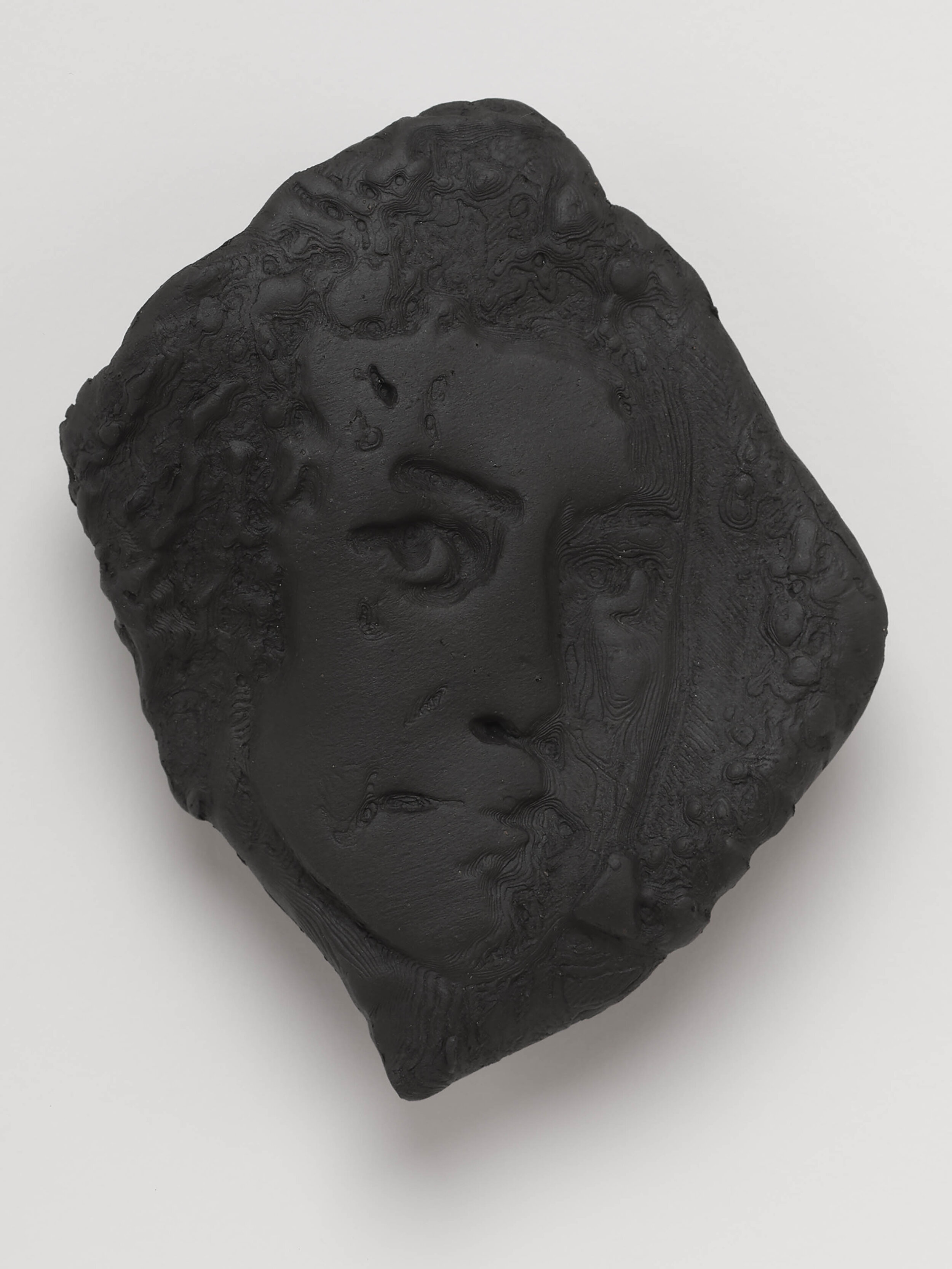  Untitled 07 (Self Portrait), 2020. Cassius Obsidian clay, unique in a series.   4 ½  x 3 ¾  inches. Edition of 3.    