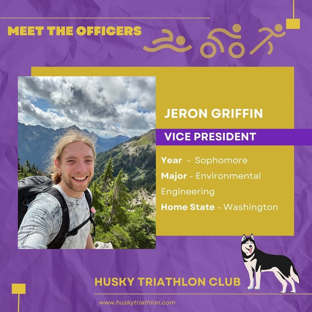 Introducing our 2023-24 Vice President, Jeron! @adventures_of_jer 

Jeron is a seasoned and dedicated triathlete and is excited to share his love for the sport! He is also an avid hiker who especially loves sunrise hikes and seeing bears 🐻 !