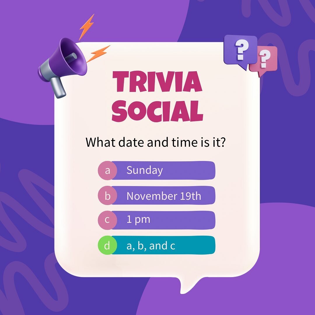 Our second social fall quarter is a Trivia Event on Sunday, 11/19 at 1 pm!!! Join us for a good time and an opportunity to win some rad gear!

DM us if you&rsquo;re interested and not in our messenger group chat!