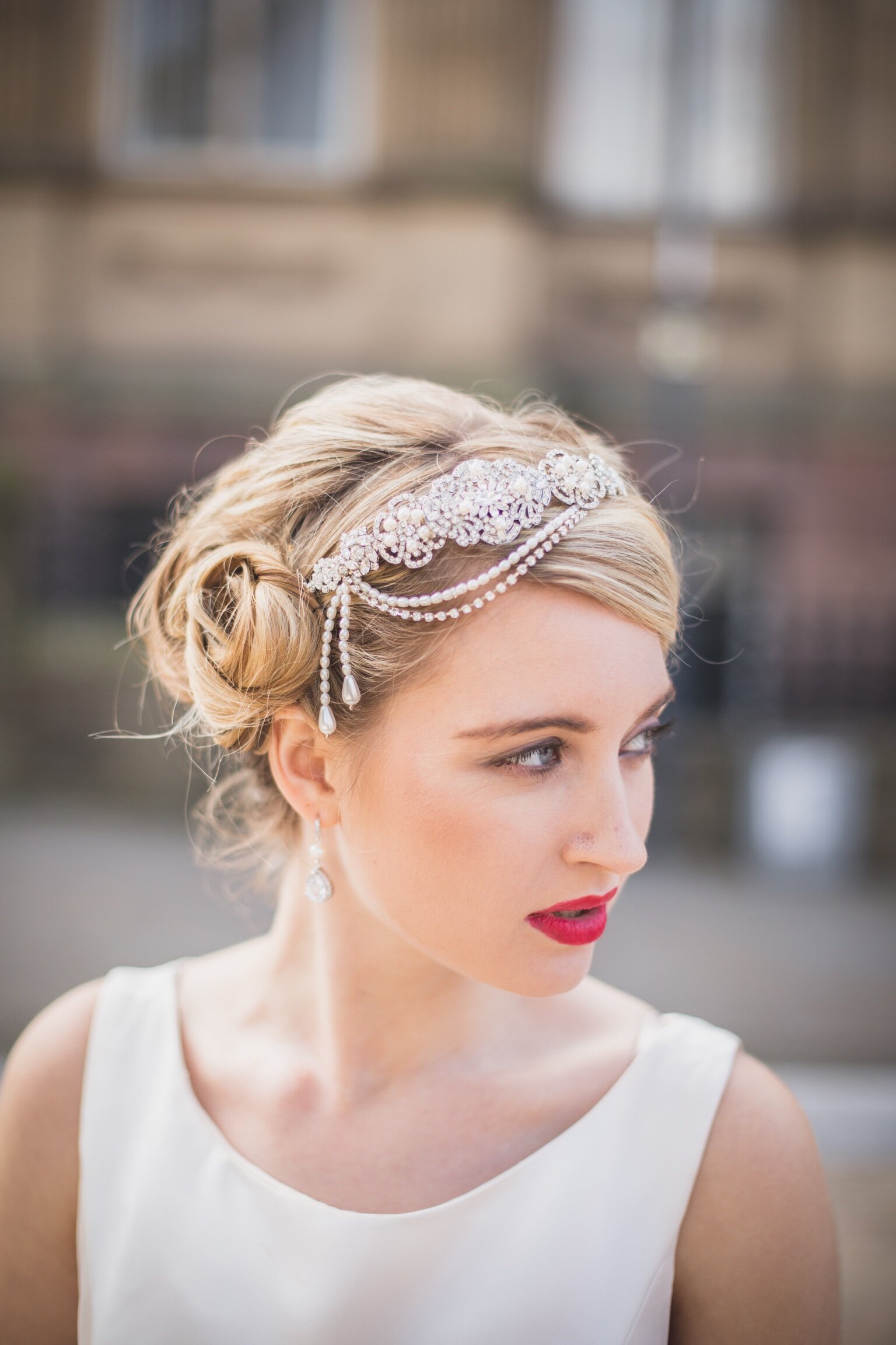Amelia Vintage Inspired Flapper Headband in Off White 