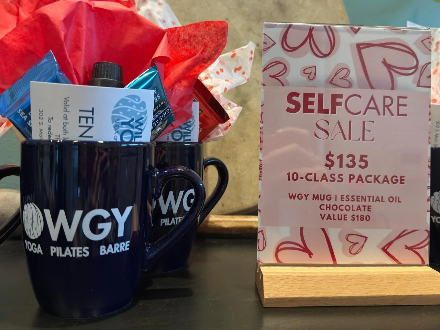 Looking for the perfect Valentine gift? 
We got you 🫶
A cup of self care is all you need 💗
Available in studio 🧘🏽&zwj;♀️🌞💕