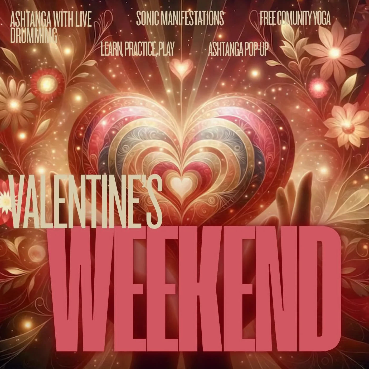 I T ' S  A  V E R Y  S P E C I A L  W E E K E N D  at WGY 💗

This Valentine's weekend we are celebrating BIG with special events &amp; classes at both locations! 

From special Ashtanga classes, to free community yoga, to Sonic Manifestations, there