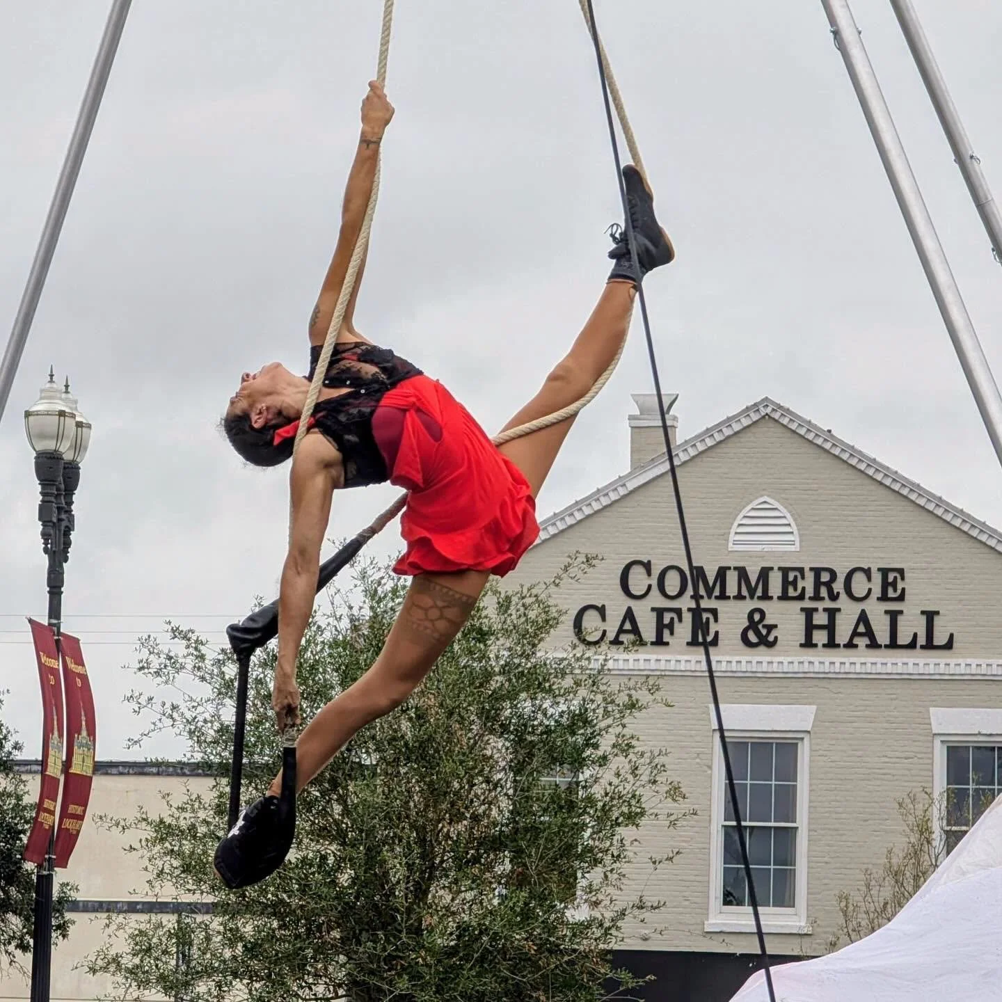 Check out our amazing teacher, Xotchitl Sosa-Campbell, at the Red Ballon Circus in Lockhart. We love to watch her fly! 🤸&zwj;♂️

Xotchitl is a circus performer &amp; producer, and founder of @cirquevida 

She teaches Pilates, Barre, Aerial &amp; Mob