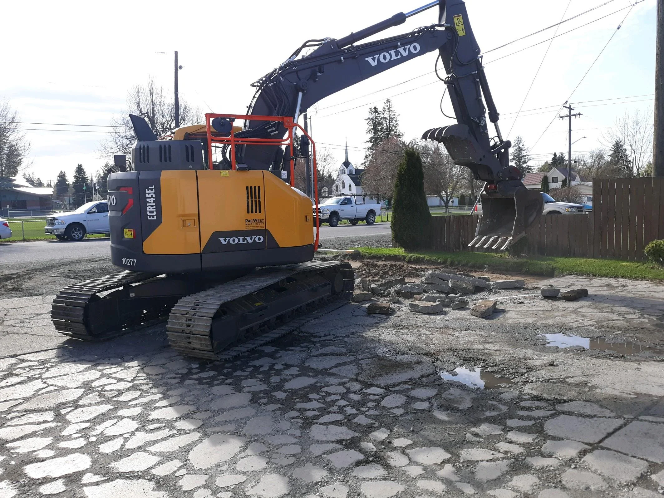 Toner’s donated equipment and crews to tear up old concrete and haul it off. They brought in gravel at cost to prep for paving.