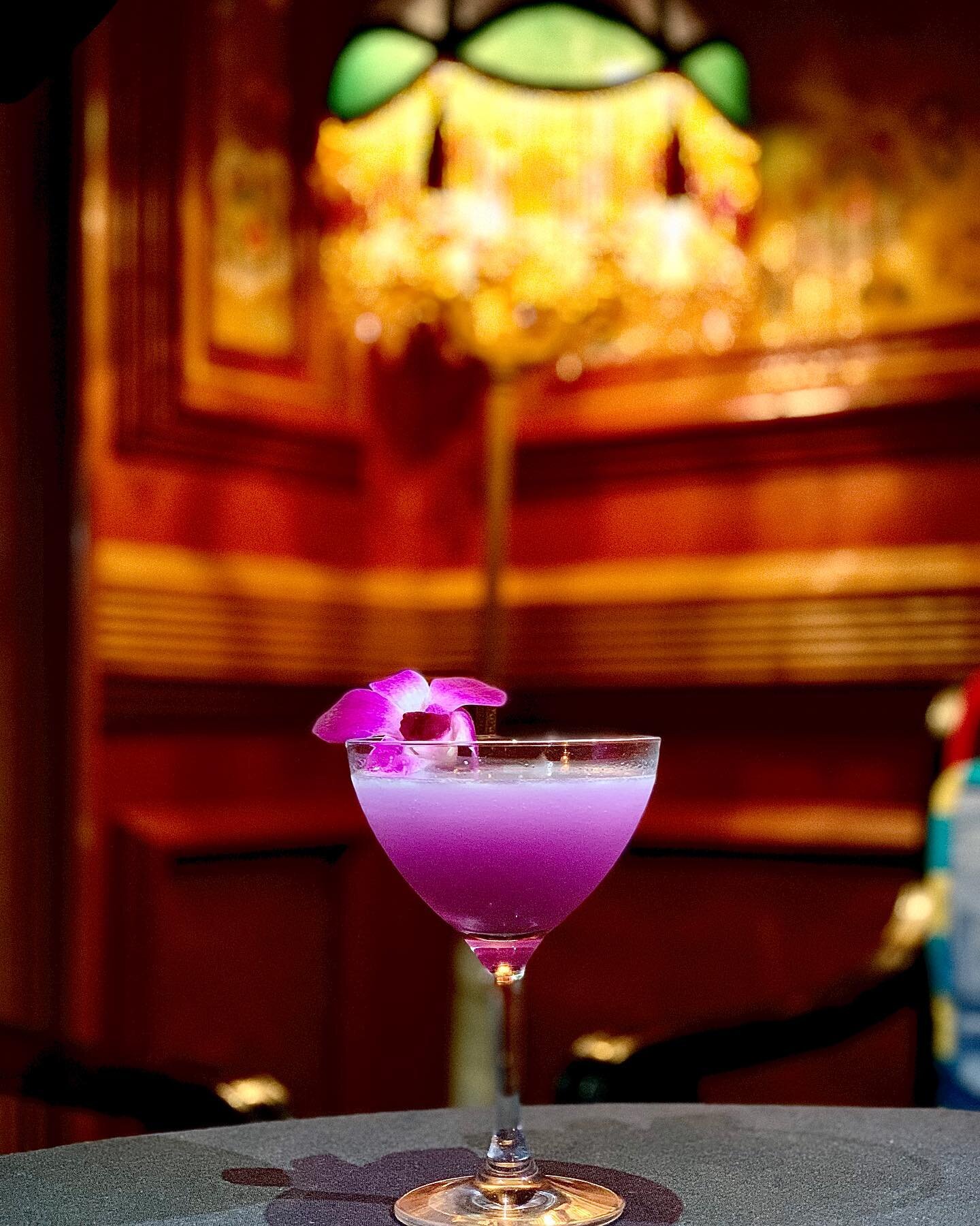 &ldquo;Chaos Theory&rdquo; cocktail of the day - @monkey47 gin infused with butterfly pea flowers, grapes, and lavender.
