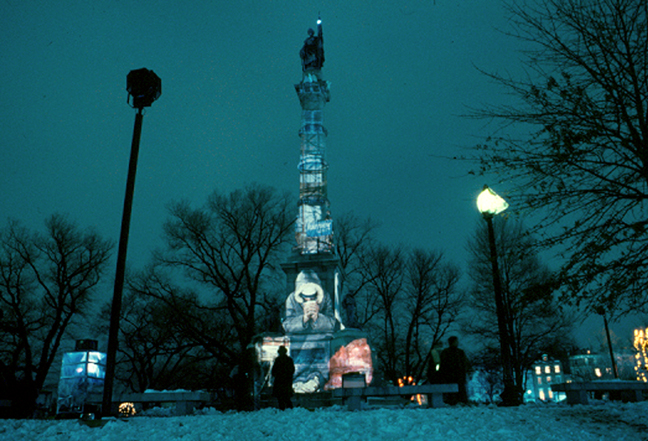 STREET INSTALLATIONS Krzysztof Wodiczko, Soldiers and Sailors-Boston, 1988. Photo courtesy of Gallery Lelong. Art Matters grant recipient, 1988