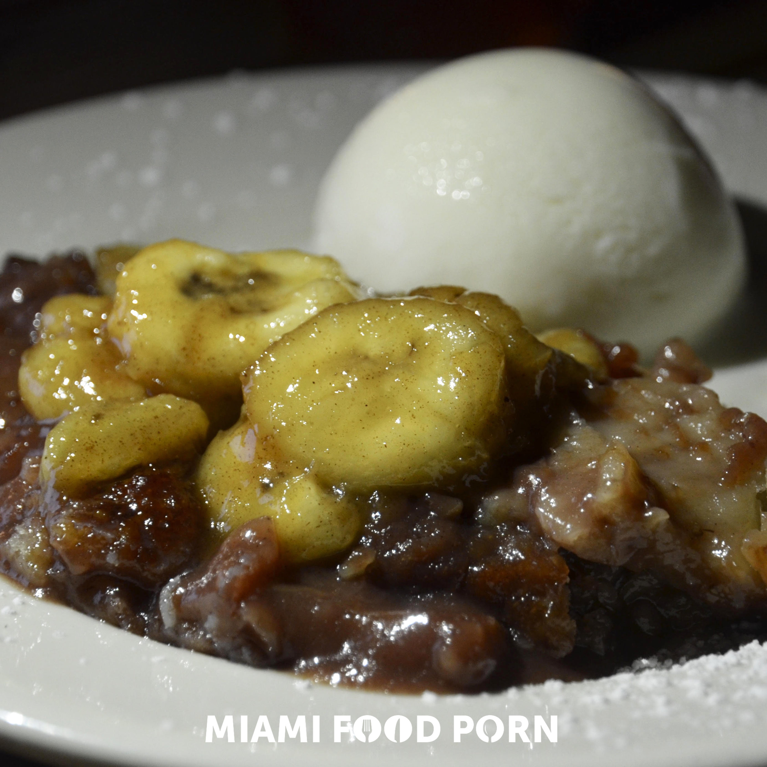 LOCAL TROPICAL FRUIT COBBLEr with Caramelized Banana & Coconut Milk Ice Cream
