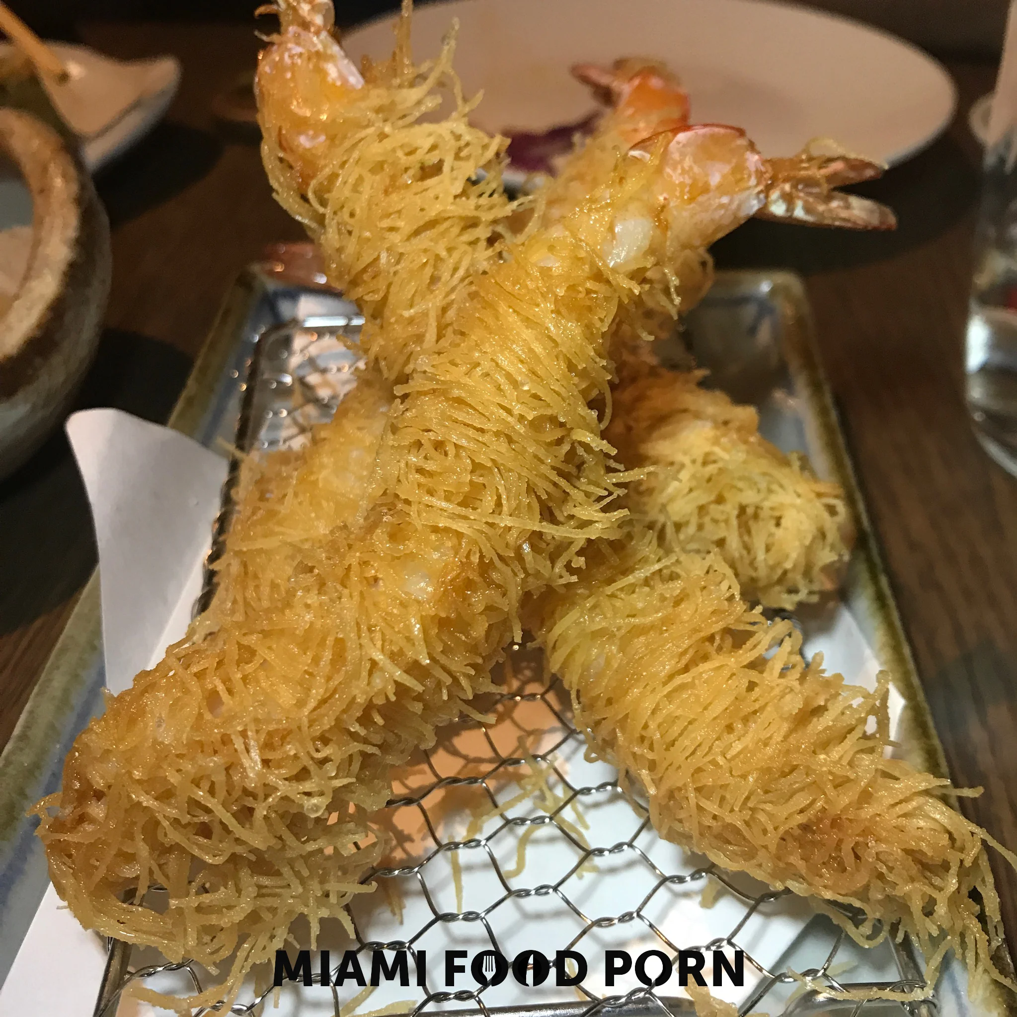 Crispy tiger prawns with yuzu shichimi sauce