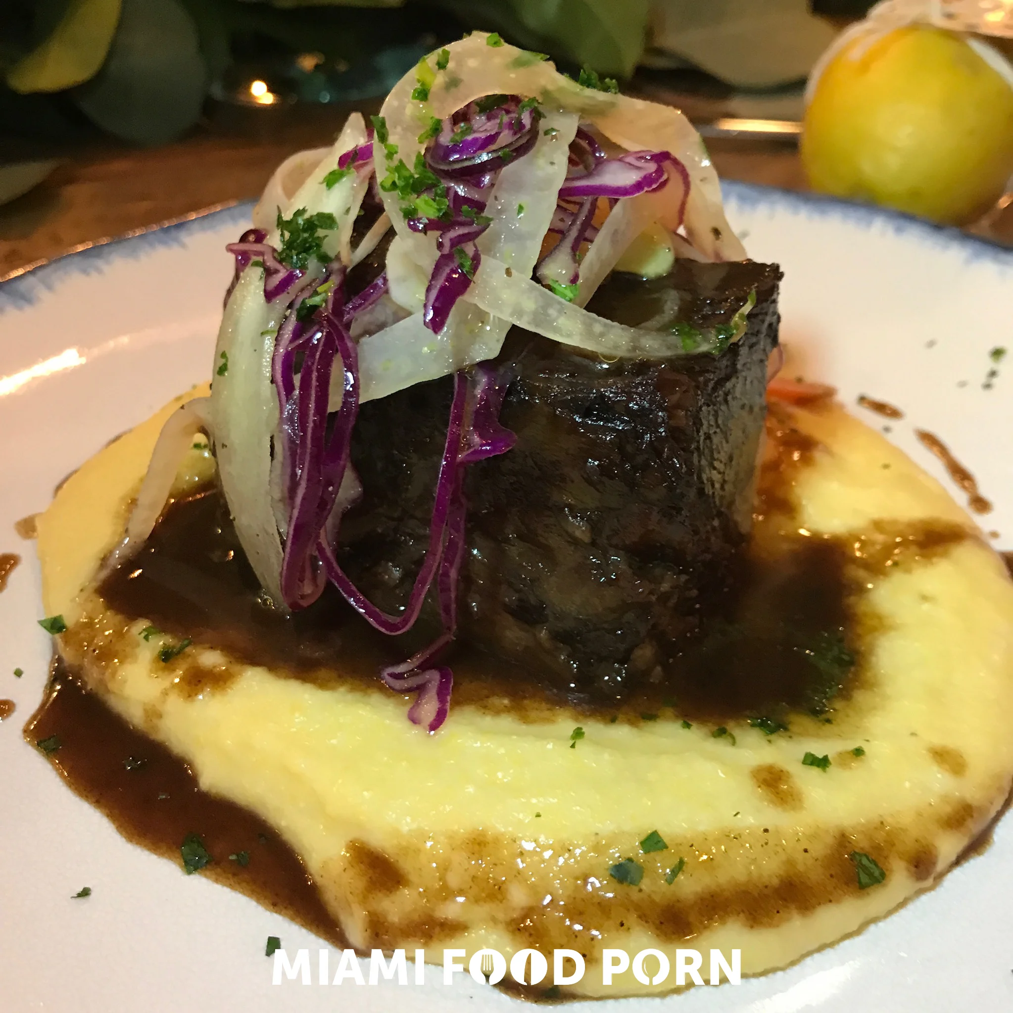 Brasato amarone braised short rib with soft polenta