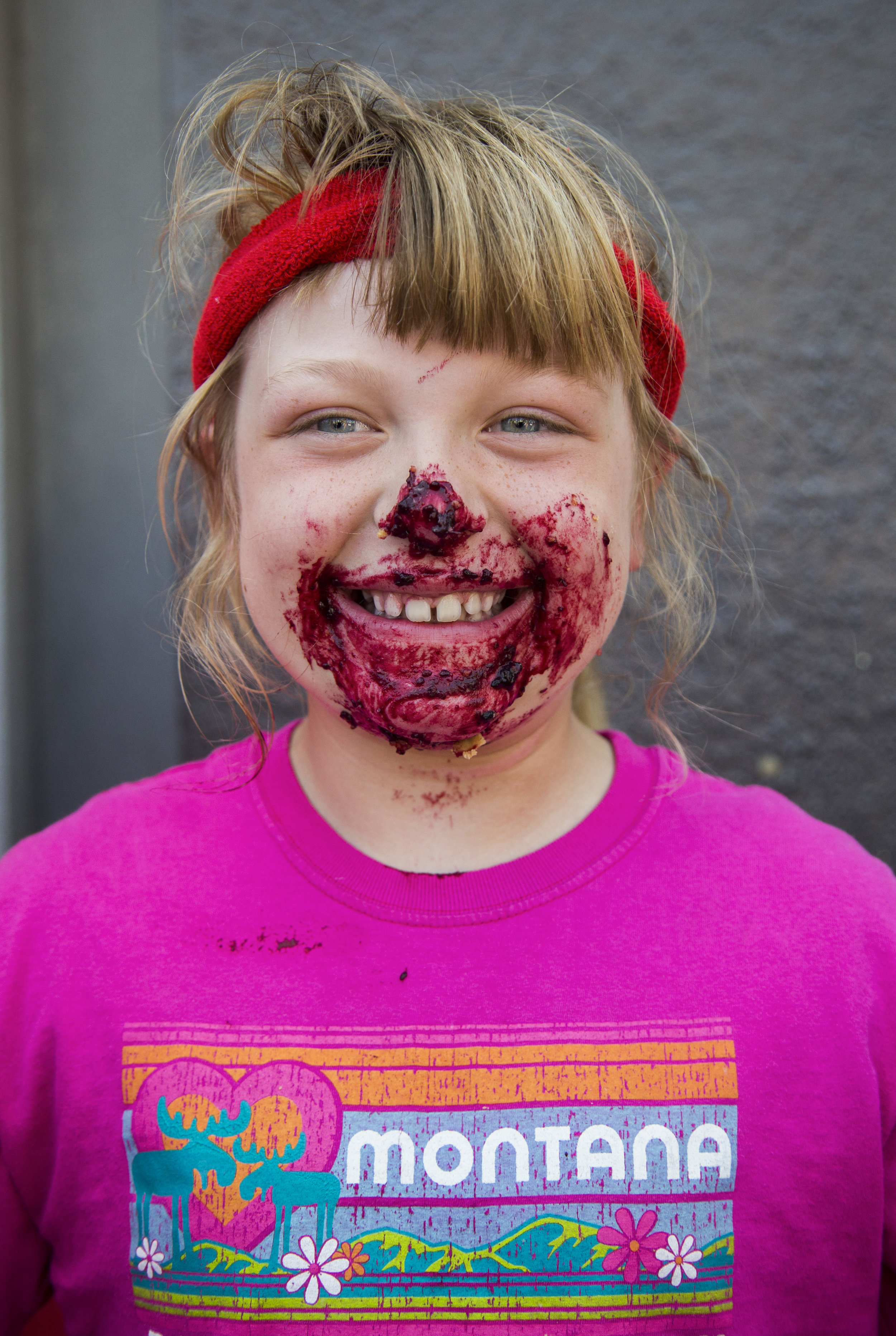  Samantha Redman, 9, one of the Snohomish Pie Company pie eating contest winners, during Kla Ha Ya Days on July 21, 2018 in Snohomish, Washington. 