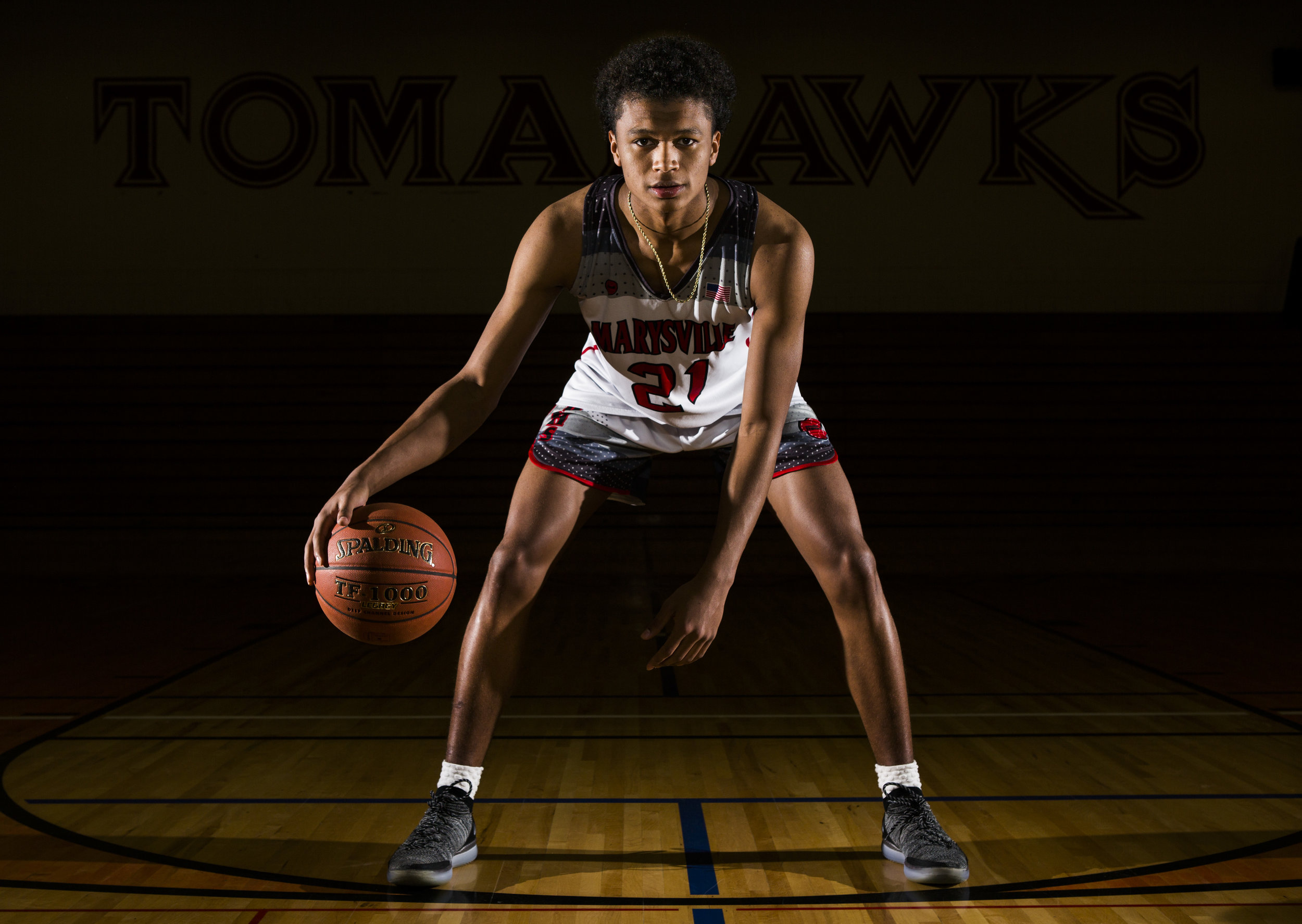  Marysville Pilchuck senior RaeQuan Battle is The Herald’s 2019 Boys Basketball Player of the Year. Battle is signed to go to the University of Washington next year and is a top 100 recruit in the country. 