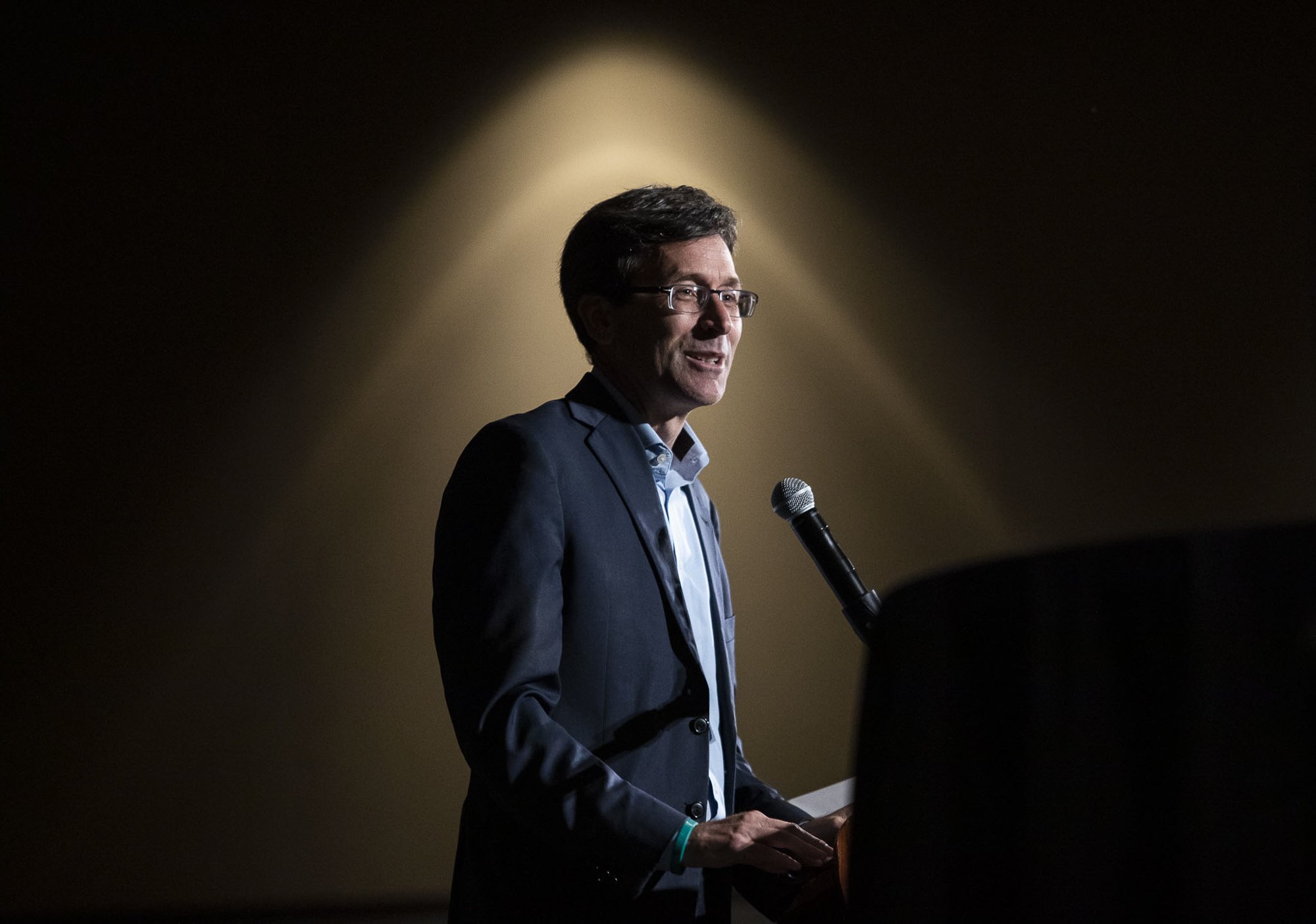  Washington Attorney General Bob Ferguson speaks at the Snohomish &amp; Island County Labor Council champions dinner on Oct. 10, 2023 in Everett, Washington. Ferguson recently announced his run for governor with an endorsement by current Gov. Jay Ins