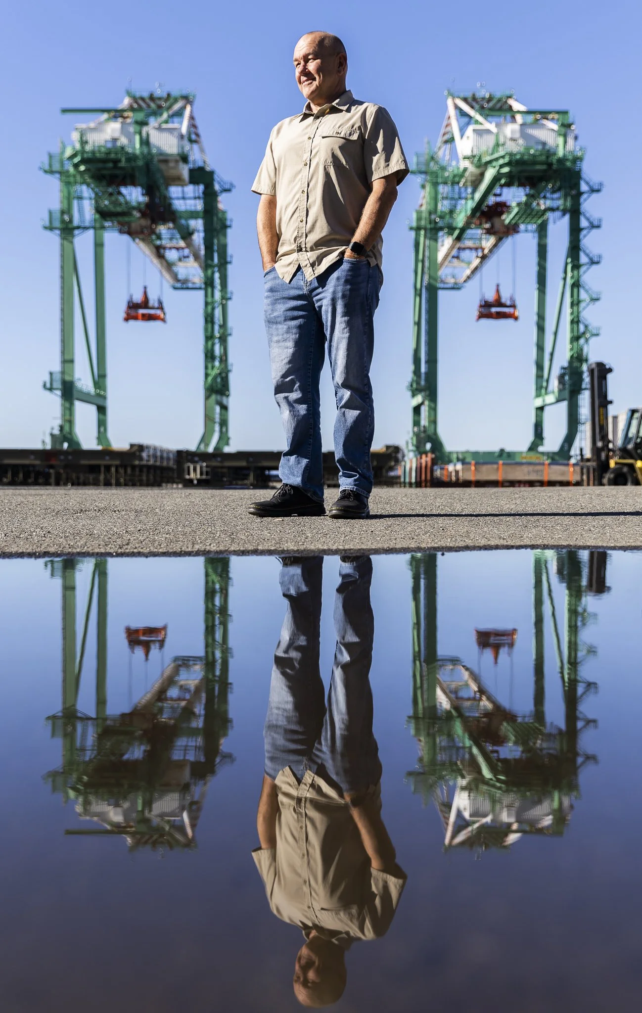  The Port of Everett’s new Director of Seaport Operations Tim Ryker on Oct. 14, 2025 in Everett, Washington. Ryker replaced the longtime Chief Operating Officer Carl Wollebek, who announced his retirement on Sept. 29. Wollebek began with the port in 