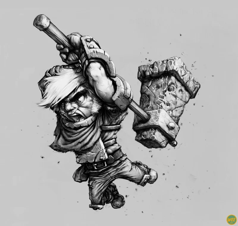 BLACK AND WHITE PAINTING OF "THE KID"