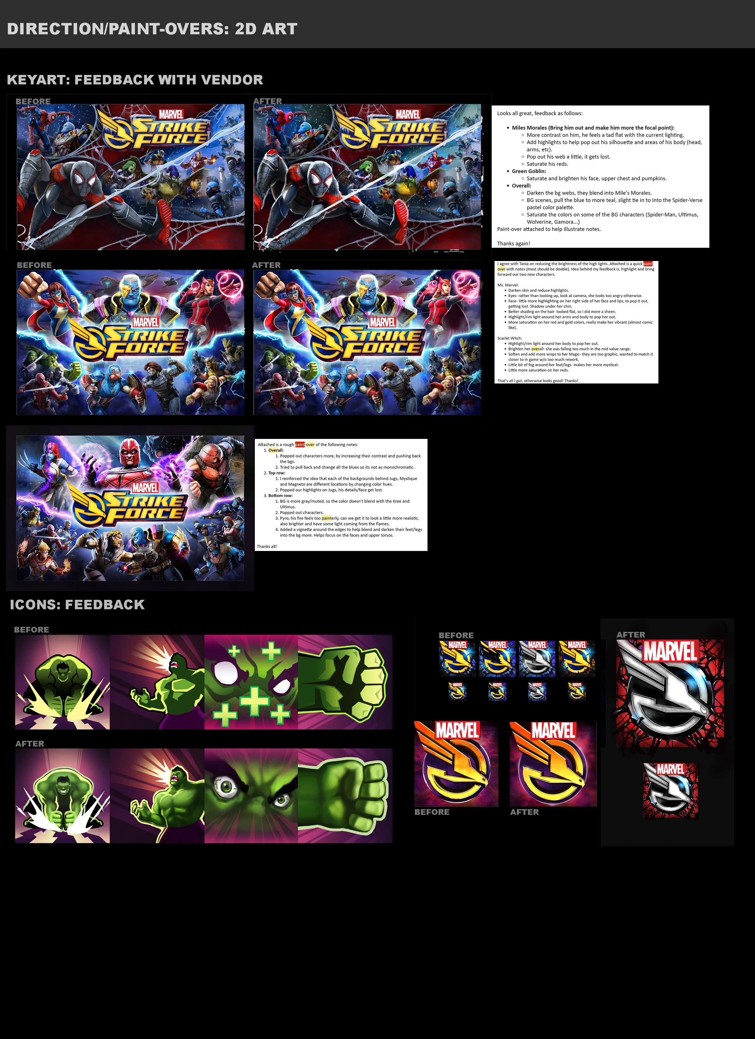 FEEDBACK AND PAINTOVERS FOR SPLASH SCREENS AND ICONS