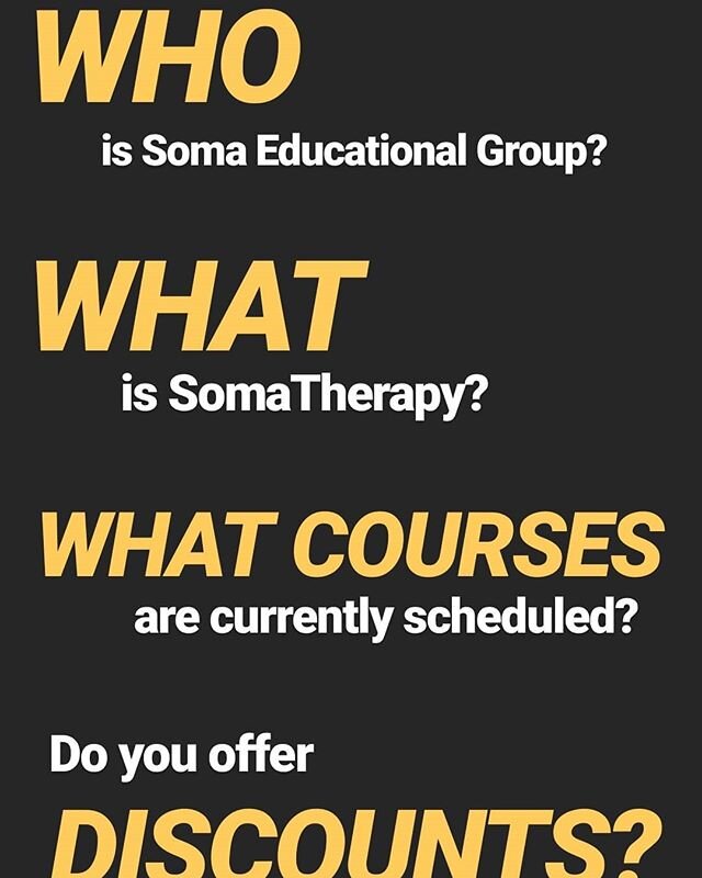 Everything you need to know about Soma Educational Group, our SomaTherapy Program and more, all just a click away! ➡️ Click the link in our profile!
But we love to hear from you! So email or message us directly with any questions you might have. 
#so