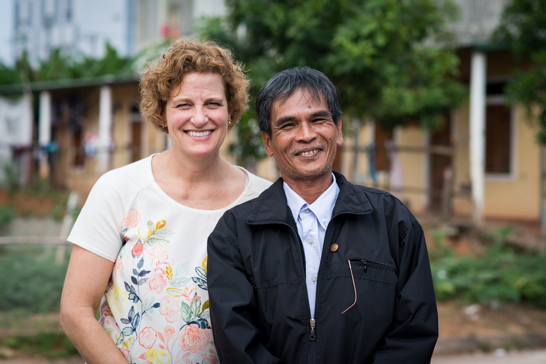 Margot Carlson Delogne and Doan Minh Tham. Mr. Tham was eight years old when his father died in 1968. He was the first to share and said that the real impact of war is clear when you see the two sides and their losses. He said he was very happy to be meet with everyone.