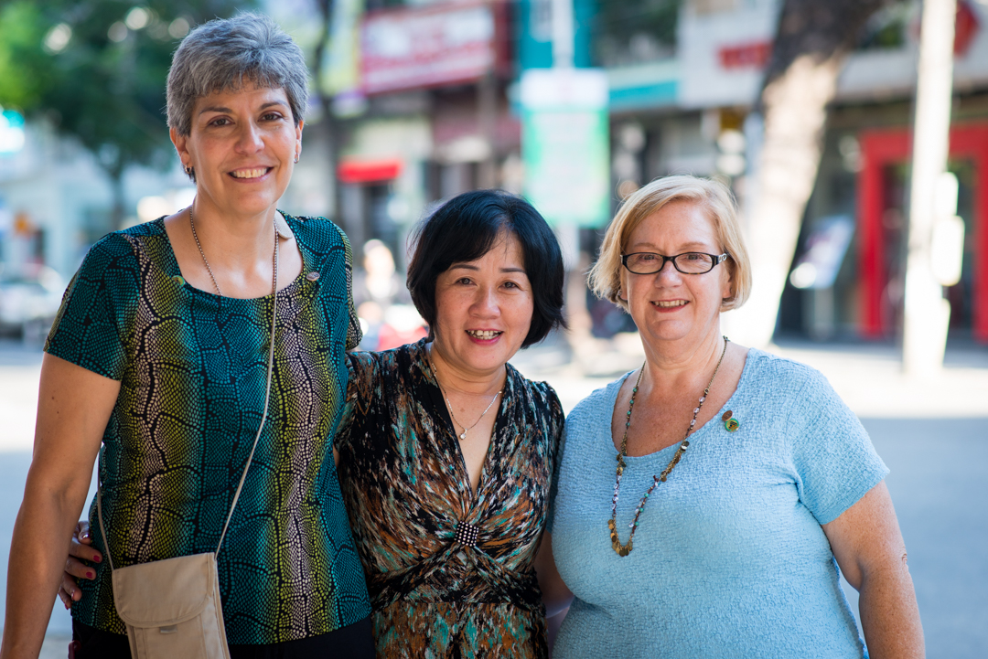 Susan and Margaret with Troung Thi Li. Ms. Li's father was killed in 1967 when she was three years old. She said she was nervous about meeting us but glad we were "sharing feelings today."